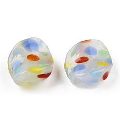 Colorful Handmade Lampwork Beads, Leaf, Colorful, 16~18x14~15x3.5~5.5mm, Hole: 1.5~1.8mm