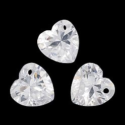 Clear Cubic Zirconia Charms, Faceted, Heart, Clear, 8x8x4.5mm, Hole: 1mm