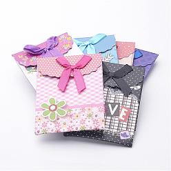 Mixed Color Small Paper Gift Shopping Bags, Rectangle with Bowknot, Mixed Color, 10.5x7.5cm