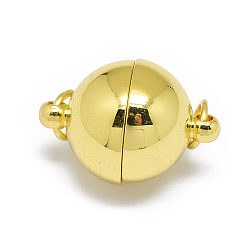 Настоящее золото 18K Стеллаж гальванический латунные магнитные застежки с петлями, сильный магнит n 45, с паяными кольцами, долговечный, круглые, реальный 24 k позолоченный, 17x12 мм, отверстие : 3.5 мм, Кольцо: 5x0.5 mm