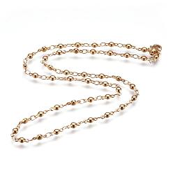 Golden 304 Stainless Steel Chain Necklaces, with Lobster Claw Clasps, Ion Plating (IP), Flat Round, Golden, 17.9 inch(45.5cm)