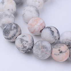 Jaspe Zébré Naturelles zèbre jaspe perles brins, givré, ronde, 10~10.5mm, Trou: 1.2mm, Environ 36 pcs/chapelet, 15.5 pouce