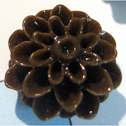 Coconut Brown Resin Cabochons, Flower, Size: about 15mm in diameter, 8mm thick.