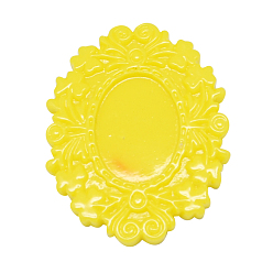 Yellow Opaque Resin Cabochons, Flower, Yellow, 20x9mm