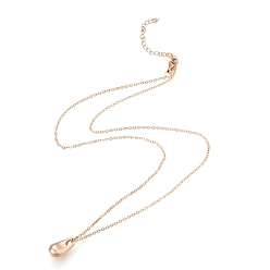 Rose Gold 304 Stainless Steel Pendant Necklaces, with Lobster Clasps, Drop, Rose Gold, 17.9 inch(45.5cm)
