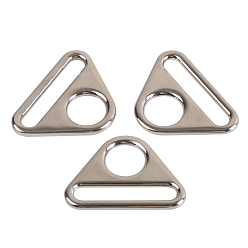 Platinum Alloy Adjuster Triangle with Bar Swivel Clips, D Ring Buckles, Platinum, 34mm, Inner Size: 38mm