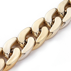 Golden Handmade Plastic Curb Chains, with CCB Plastic Linking Ring, Golden, Link: 30x21x6mm, about 39.37 inch(1m)/strand