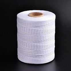 White Waxed Polyester Cord, White, 1x0.5mm, about 743.66 Yards(680m)/Roll