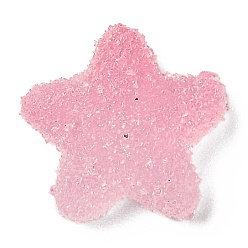 Pink Cabochons décodés en résine, bonbons d'imitation, deux tons, dégradé de couleur, étoiles, rose, 17x18x6mm