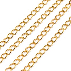 Золотой Железа скручены цепи, несварные, с катушкой, овальные, золотые, 5x3.5x0.7 мм, около 328.08 футов (100 м) / рулон