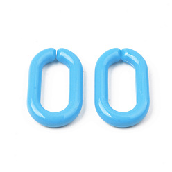 Dodger Blue Opaque Acrylic Linking Rings, Quick Link Connectors, For Jewelry Cable Chains Making, Oval, Dodger Blue, 27x16x4mm, Inner Diameter: 19x8mm, about 490pcs/500g