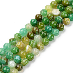 Vert Perles de sardoine naturel brins, teints et chauffée, ronde, verte, 8mm, Trou: 1mm, Environ 48 pcs/chapelet, 14.96 pouce (38 cm)