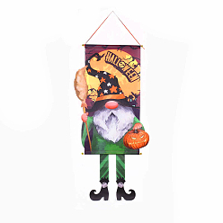 Gnome Cartel de puerta colgante de tela de fieltro con tema de halloween, decoración de pared, accesorios decorativos para interiores, al aire libre, patrón de gnomo, 1280~1375 mm