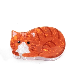 Orange Red Cat Shape PVC Claw Hair Clips, for Girls Women Thick Hair, Orange Red, 43x81x44mm
