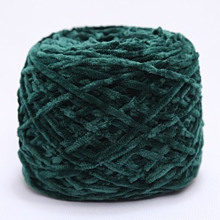 Green Wool Chenille Yarn, Velvet Cotton Hand Knitting Threads, for Baby Sweater Scarf Fabric Needlework Craft, Green, 3mm, 90~100g/skein