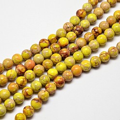 Or Perles rondes en jaspe impérial naturel, teint, or, 6mm, Trou: 1mm, Environ 62 pcs/chapelet, 15 pouce