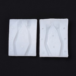 White DIY Silicone Craft Doll Body Mold, for Fondant, Polymer Clay Making, Epoxy Resin, Doll Making, Hand, White, 58x44x13mm