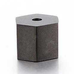 Черный Цвет Металла 304 из нержавеющей стали бусы, шестиугольник, металлический черный , 6.5x6x5 мм, отверстие : 1.2 мм