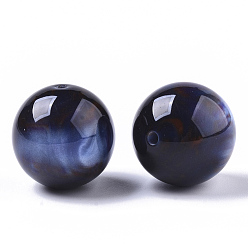 Bleu Nuit Perles en résine, pierre d'imitation, ronde, bleu minuit, 20mm, Trou: 2mm
