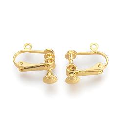 Золотой Латунный винт клипсы серьги, спиральный зажим для ушей, золотые, 15x17x5 мм, отверстие : 1.5 мм