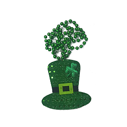 Verde Collar con colgante de sombrero de plástico con cadenas de bolas para el día de san patricio, verde, 33.07 pulgada (84 cm)