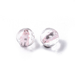 Pink Transparent Acrylic Beads, Round, Faceted, Pink, 8mm, Hole: 1.6mm, about 1810pcs/500g