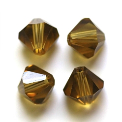 Цвет Оливы Имитация Австрийские кристаллические шарики, класс AAA, граненые, двухконусные, оливковый, 8x8 мм, отверстие : 0.9~1 мм