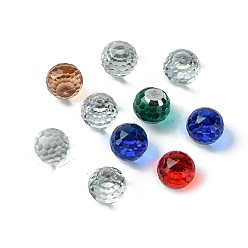 Mixed Color Faceted Round Glass Cabochons, Mixed Color, 8x7mm