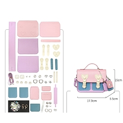 Perlas de Color Rosa Kit de fabricación de bolsos de cuero pu de ganchillo tejido a mano, con bolsa para auriculares, para principiantes, rosa perla, 15x17.9x5.5 cm