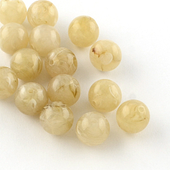 Kaki Foncé Perles acryliques de pierres précieuses imitation ronde, kaki foncé, 8mm, trou: 2 mm, environ 1700 pcs / 500 g