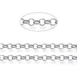 Platinum Brass Rolo Chains, Belcher Chains, Soldered, Long-Lasting Plated, with Spool, Cadmium Free & Nickel Free & Lead Free, Platinum, 4.5x1.2mm, about 150.91 Feet(46m)/roll