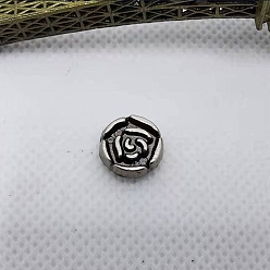 Antique Silver Rose Shape Zinc Alloy Collision Rivets, Semi-Tublar Rivets, for Belt Clothes Purse Handbag Leather Craft DIY Handmade Accessories, Antique Silver, 10.5mm