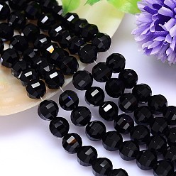 Noir Imitation facettes rondes cristal autrichien rangées de perles, grade de aaa, noir, 10mm, Trou: 0.9~1mm, Environ 40 pcs/chapelet, 15.7 pouce