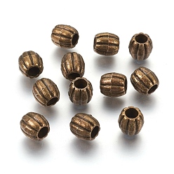 Antique Bronze Tibetan Style Alloy Beads, Melon, Cadmium Free & Nickel Free & Lead Free, Antique Bronze, 9x9.5mm, Hole: 3.8mm