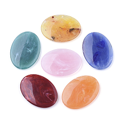 Mixed Color Acrylic Beads, Imitation Gemstone Style, Two Tone Color, Oval, Mixed Color, 40x29x5.5mm, Hole: 1.5mm, about 170pcs/500g