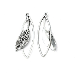 Antique Silver Tibetan Style Alloy Pendants, Lead Free and Cadmium Free, Antique Silver, Leaf, 40mm long, 16mm wide, 4.5mm thick, hole: 1.5mm