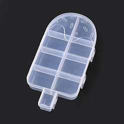 Clear Plastic Bead Containers, for Small Parts, Hardware and Craft, Ice-lolly, Clear, 15.5x7.9x1.95cm