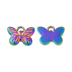 Rainbow Color Ion Plating(IP) 304 Stainless Steel Pendants, Butterfly Charm, Rainbow Color, 9x11.5x1mm, Hole: 1.6mm
