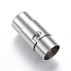 Stainless Steel Color 304 Stainless Steel Locking Tube Magnetic Clasps, Column, Stainless Steel Color, 21x10mm, Hole: 8mm