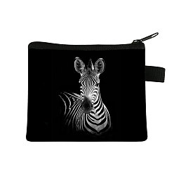 Zebra Realistic Animal Pattern Polyester Clutch Bags, Change Purse with Zipper, for Women, Rectangle, Zebra, 13.5x11cm