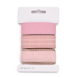 Pink 9 Yards 3 Styles Polyester Ribbon, for DIY Handmade Craft, Hair Bowknots and Gift Decoration, Light Pink Palette, Pink, 1~1-1/8 inch(25~28mm), about 3 yards/style