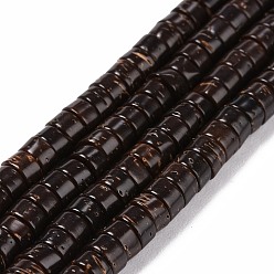 Coconut Brown Coconut Beads Strands, Heishi Beads, Flat Round, Coconut Brown, 5x3mm, Hole: 1mm, about 111pcs/strand, 12.99''(33cm)