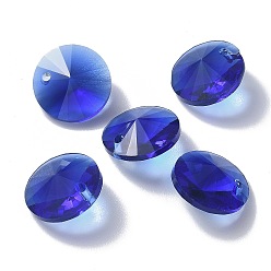 Blue Glass Charms, Faceted, Cone, Blue, 14x7mm, Hole: 1mm