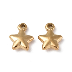 Real 18K Gold Plated Ion Plating(IP) 304 Stainless Steel Charms, Star Charm, Real 18K Gold Plated, 10.5x8x3mm, Hole: 1mm