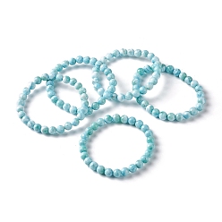 Larimar Bracelet extensible en perles rondes de larimar naturel, bijoux en pierres précieuses pour femmes, perles: 6.5 mm, diamètre intérieur: 2-1/8 pouce (5.5 cm)