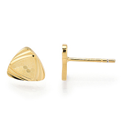 Real 18K Gold Plated 925 Sterling Silver Stud Earrings, Triangle, Nickel Free, with S925 Stamp, Real 18K Gold Plated, 8.5x9mm, Pin: 0.9mm