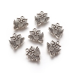 Antique Silver Tibetan Style Alloy Pendants, Good for Halloween Jewelry Making, Lead Free & Cadmium Free, Owl, Antique Silver, 18x15x3mm, Hole: 2mm