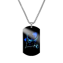 Pisces Stainless Steel Constellation Tag Pendant Necklace with Box Chains, Pisces, 23.62 inch(60cm)