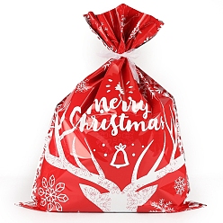Deer PE Plastic Baking Bags, Drawstring Bags, with Ribbon, for Christmas Wedding Party Birthday Engagement Holiday Favor, Deer Pattern, 320x240mm