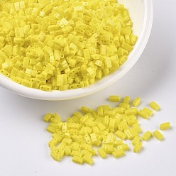 (HTL404) Непрозрачный Желтый Миюки половина бусины тила, японский бисер, 2 отверстие, (htl 404) непрозрачный желтый, 5x2.3x1.9 мм, Отверстие : 0.8 мм , около 1250 шт / 50 г